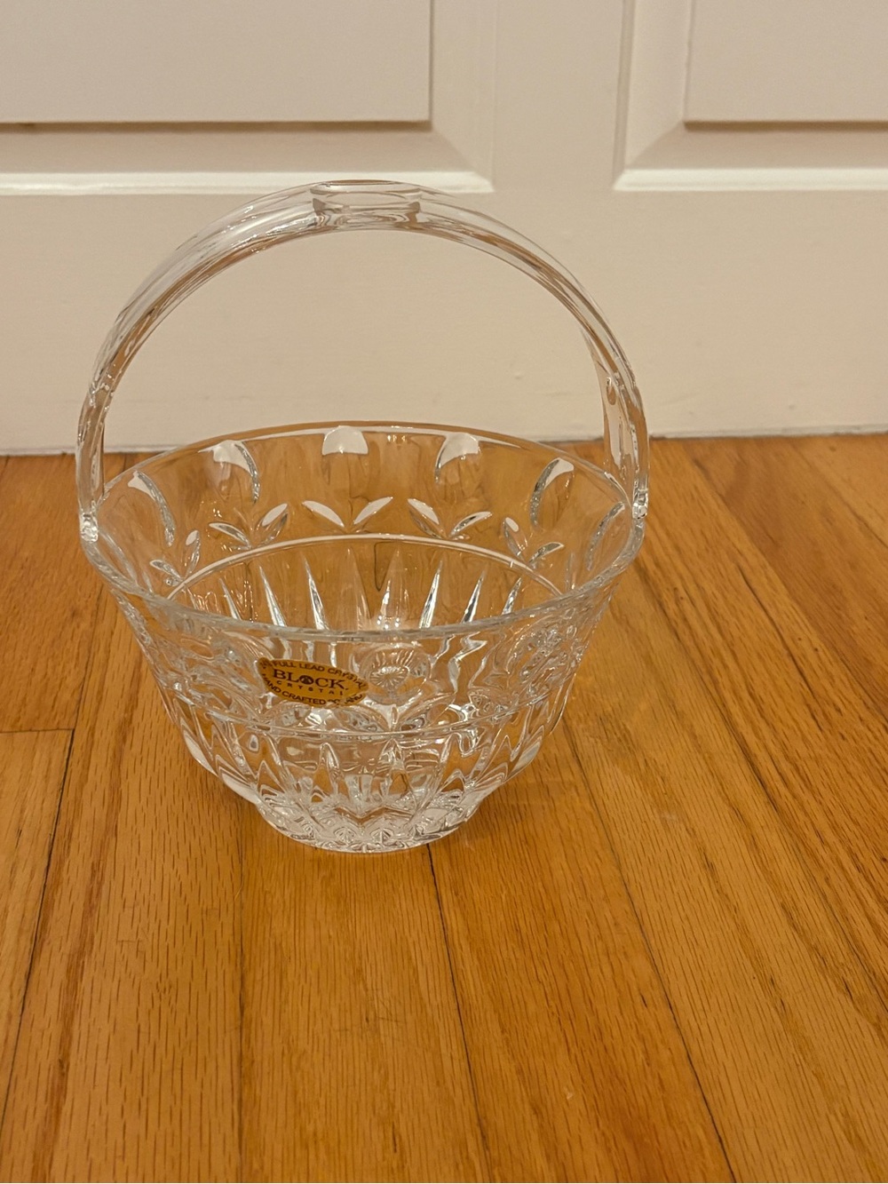 VTG Victorian Style Block Crystal Vase / Server Basket Tulip Garden Pattern OS